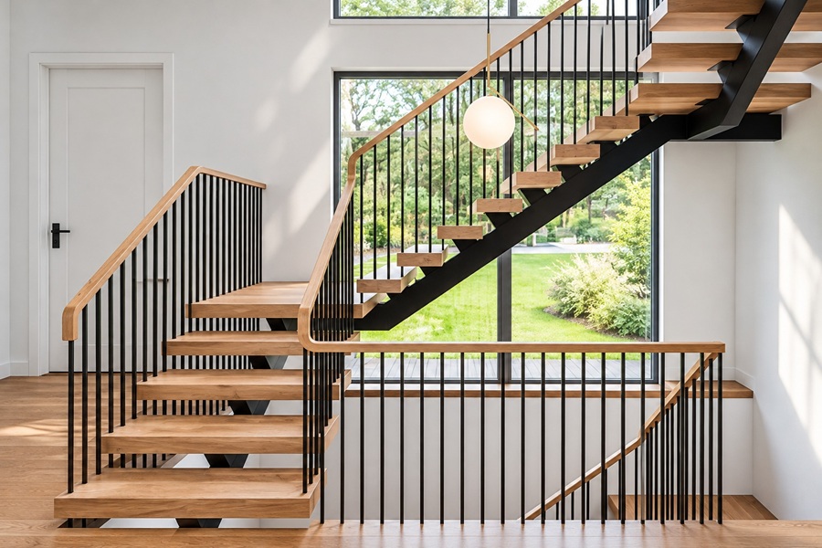 Mẫu tay vịn cầu thang nhựa PVC giả gỗ